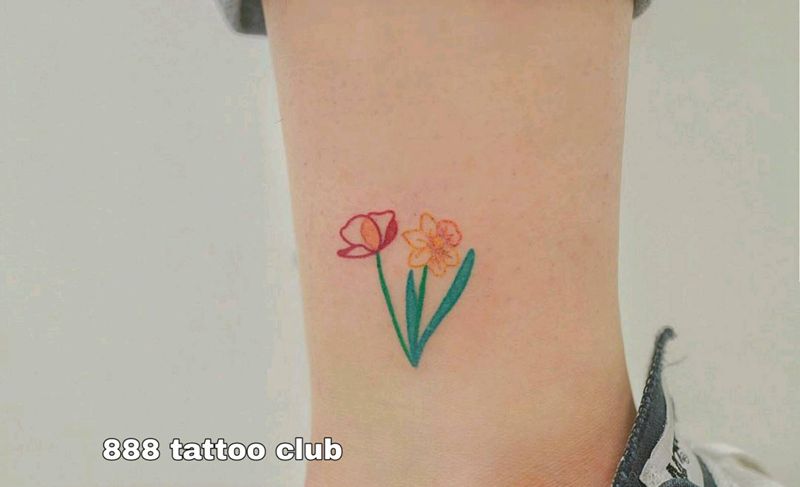 超mini小纹身纹身图片_手臂颈部水彩New School纹身图案