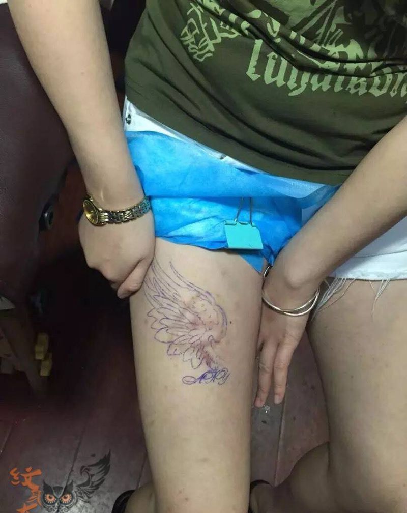 遮盖疤痕 翅膀纹身图片