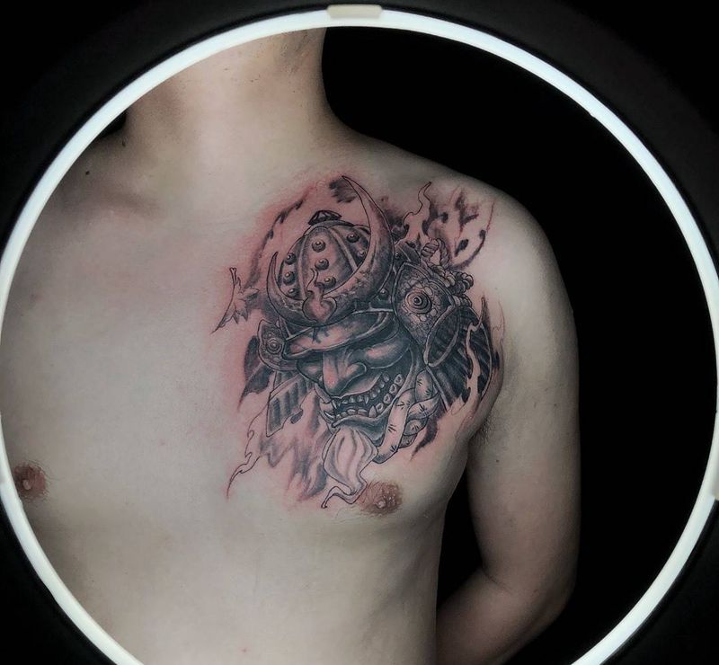 鬼武士纹身图片