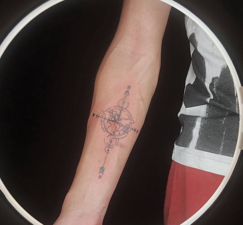 指南针纹身图片