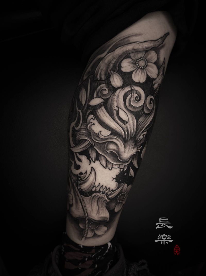 般若纹身图片_腿部脚部新传统老传统般若纹身图案