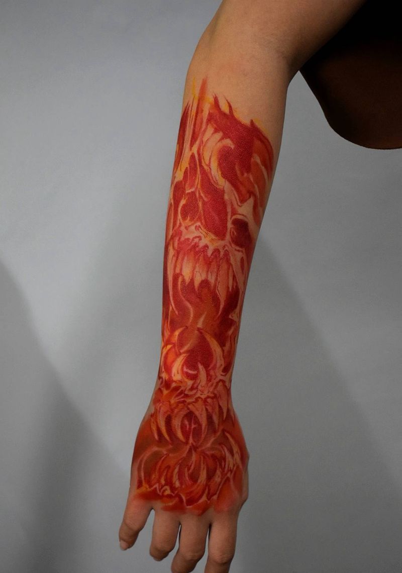 深渊巨口纹身图片_手臂欧美写实画画滴纹身图案