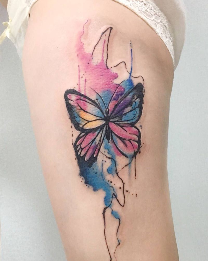 水彩蝴蝶纹身图片