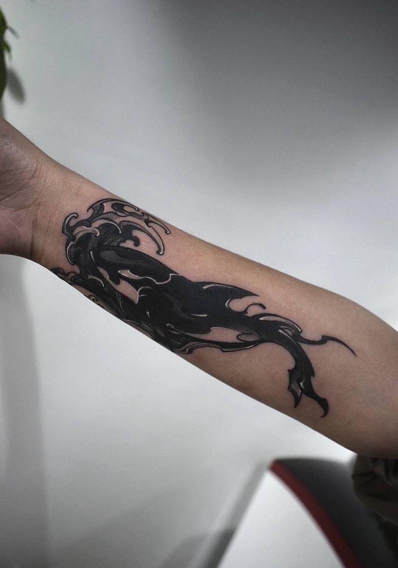 虎鲸盖纹身图片_手臂图腾New School纹身图案