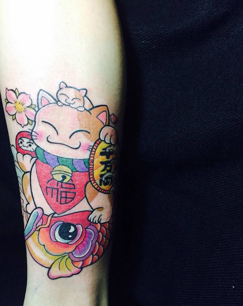 日式猫纹身图片