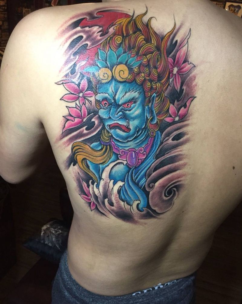 不动明王，耗时6小时纹身图片
