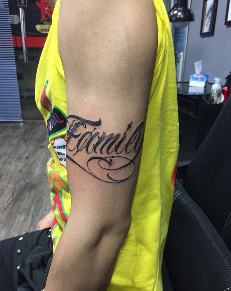 花体family纹身图片_花体字纹身图案