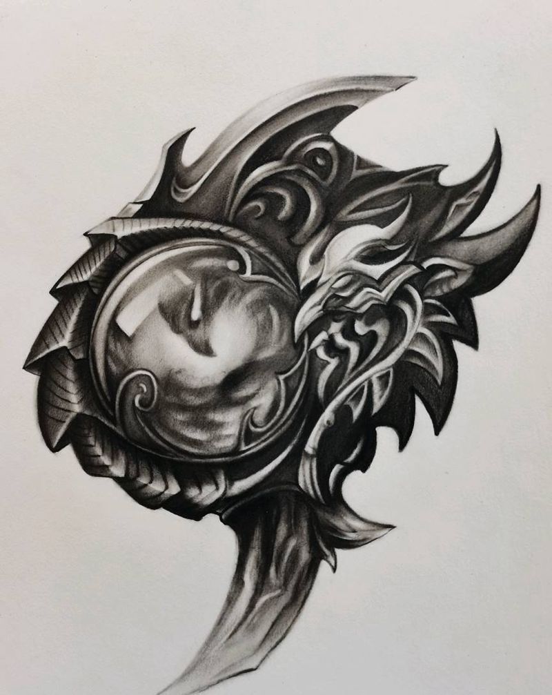 凤丹纹身图片_手稿纹身图案