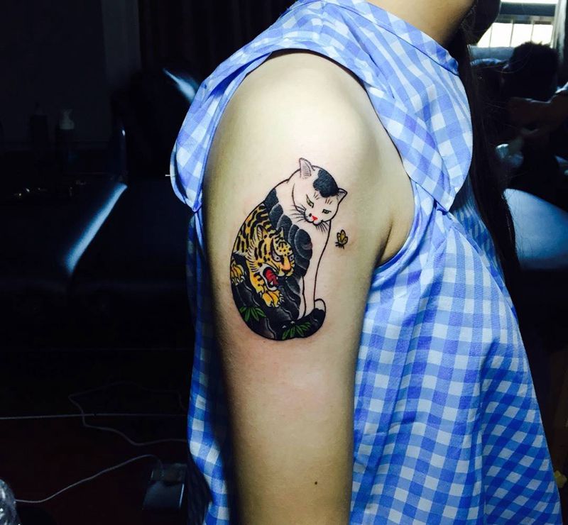 社会猫纹身图片