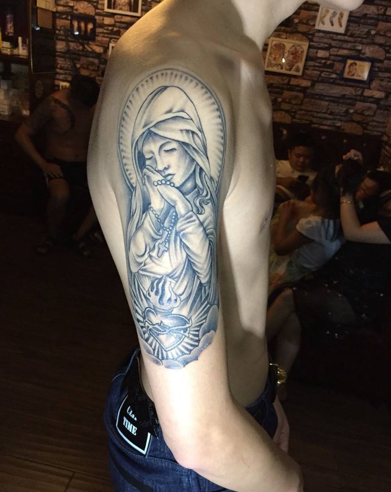 圣母恢复后效果纹身图片