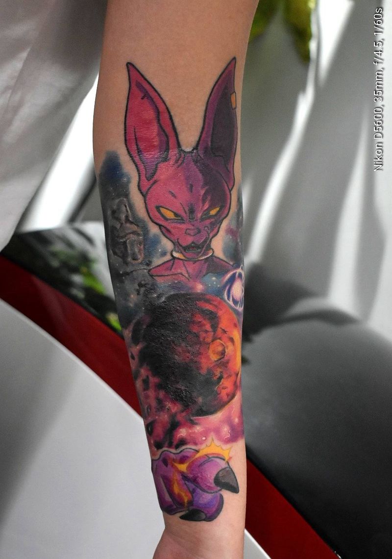 比鲁斯的毁坏纹身图片_手臂欧美写实水彩纹身图案