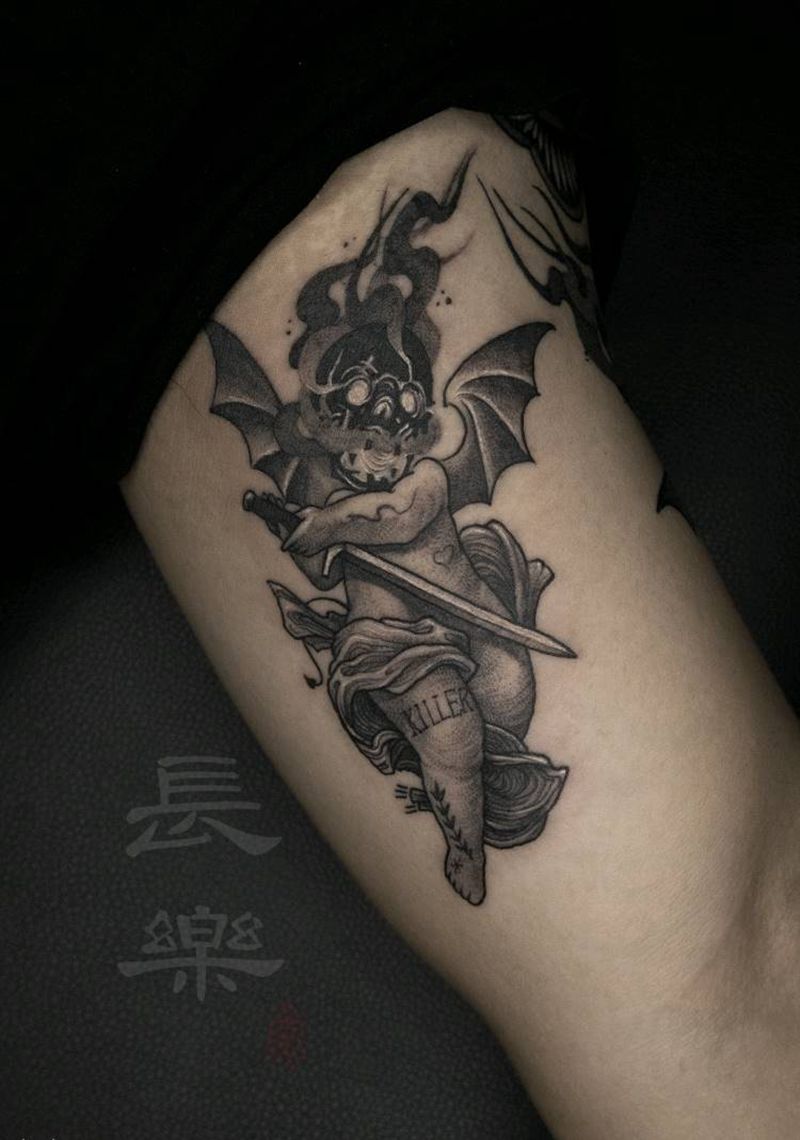 小恶魔纹身图片_手臂手部欧美写实点刺恶魔纹身图案