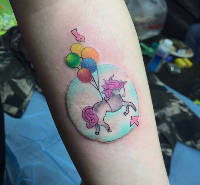 水彩独角兽纹身图片