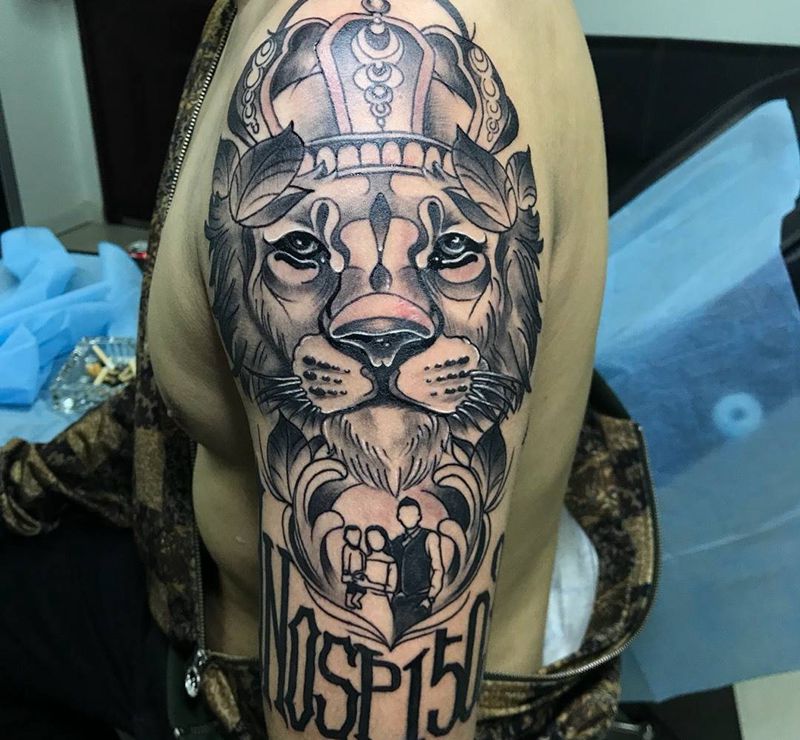 狮子头纹身图片