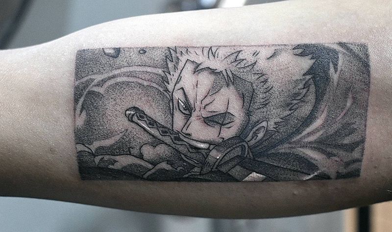 索隆纹身图片_手臂点刺漫画动漫纹身图案