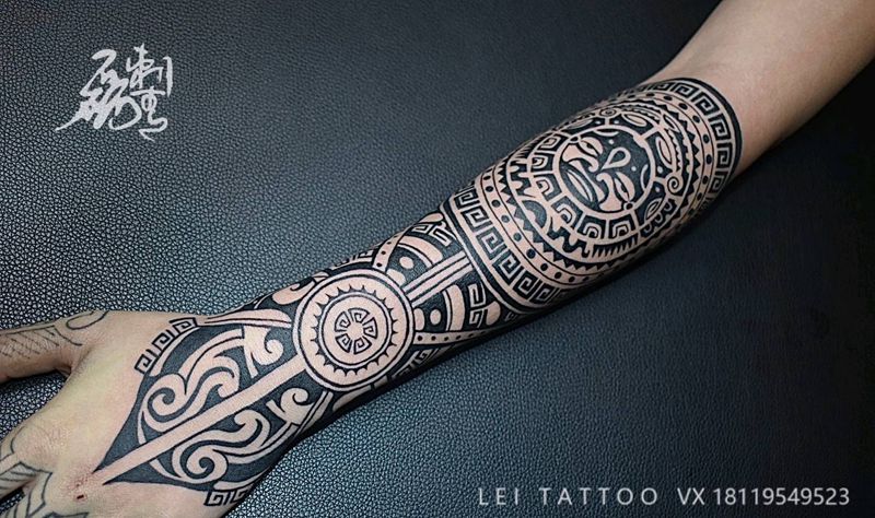 玛雅图腾纹身图片_手臂图腾纹身图案