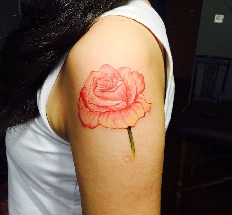 水彩玫瑰纹身图片