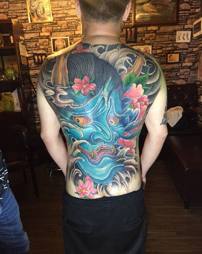 般若遮盖关公完成，纹身图片