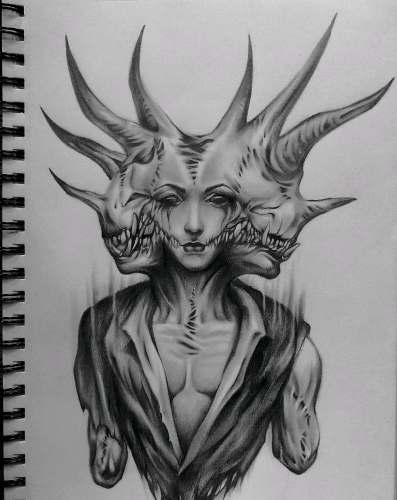 暗黑分裂者纹身图片_欧美写实纹身图案