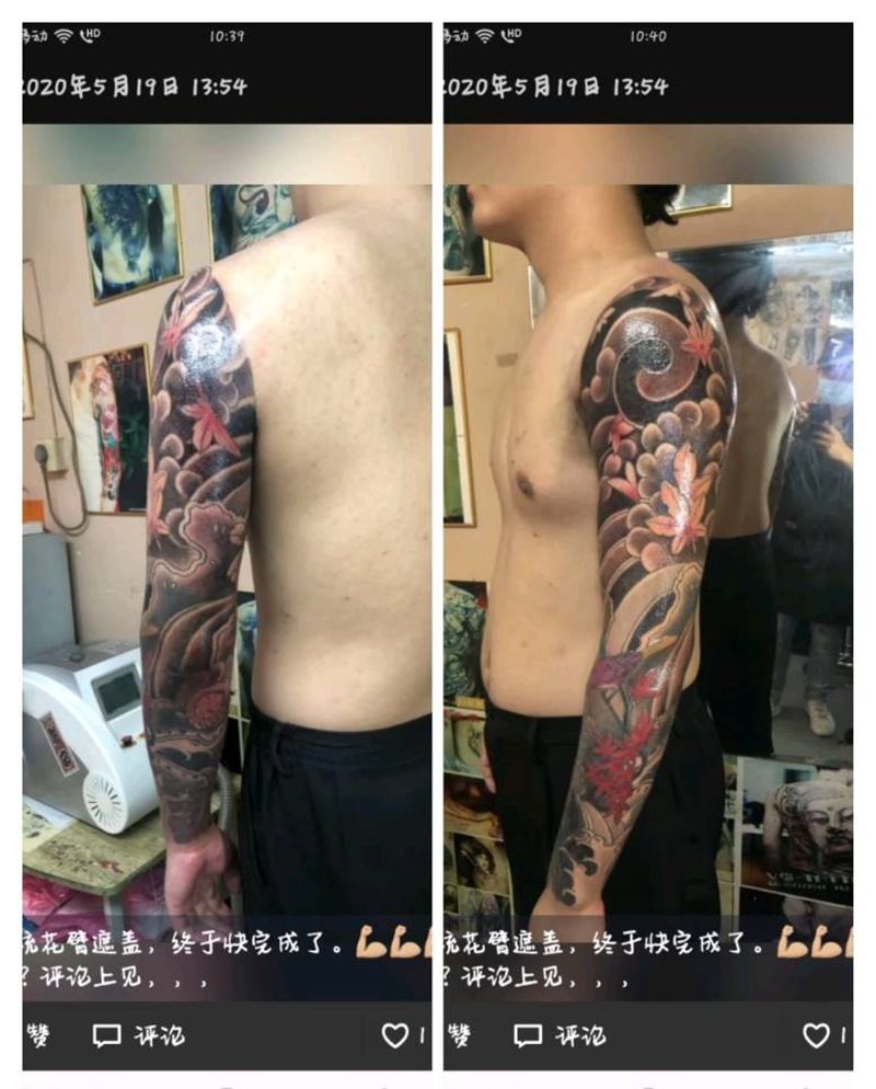花臂遮盖纹身图片_手臂纹身图案