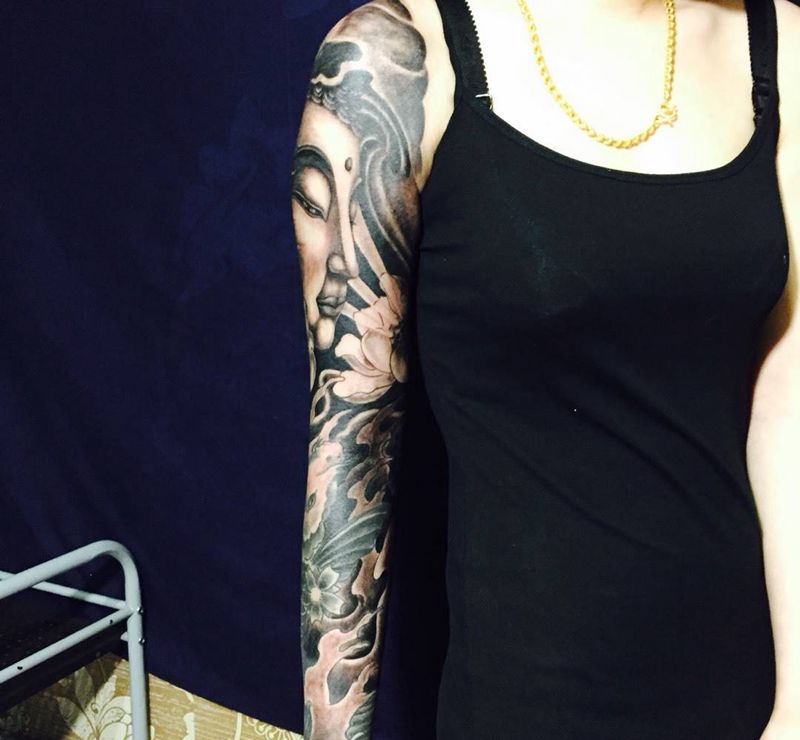 传统花臂纹身图片