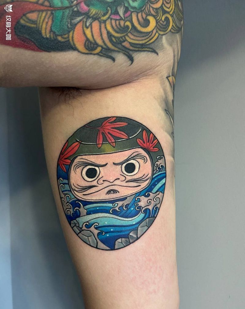 日式达摩蛋纹身图片_手臂老传统达摩蛋纹身图案