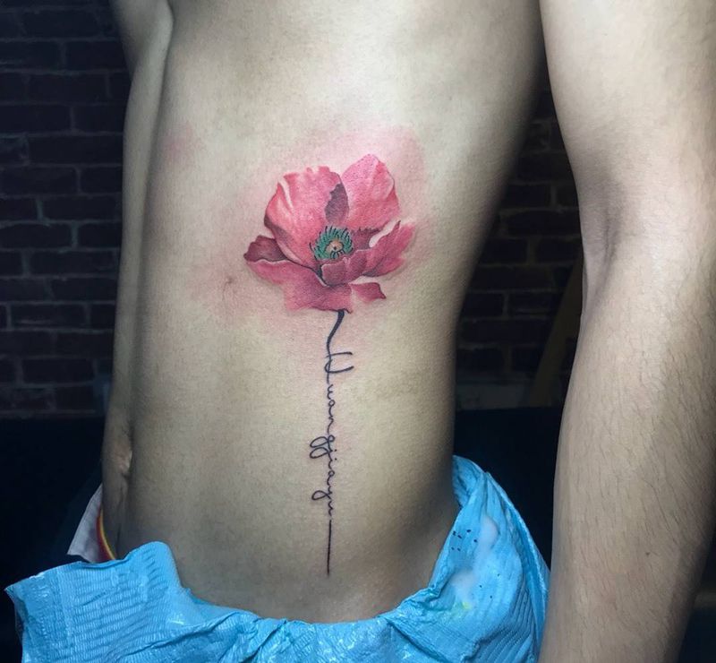 水彩花纹身图片