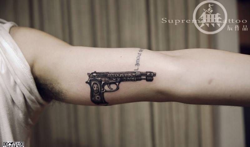 驻店师小作品纹身图片_成品清新字符鬼神遮盖纹身图案