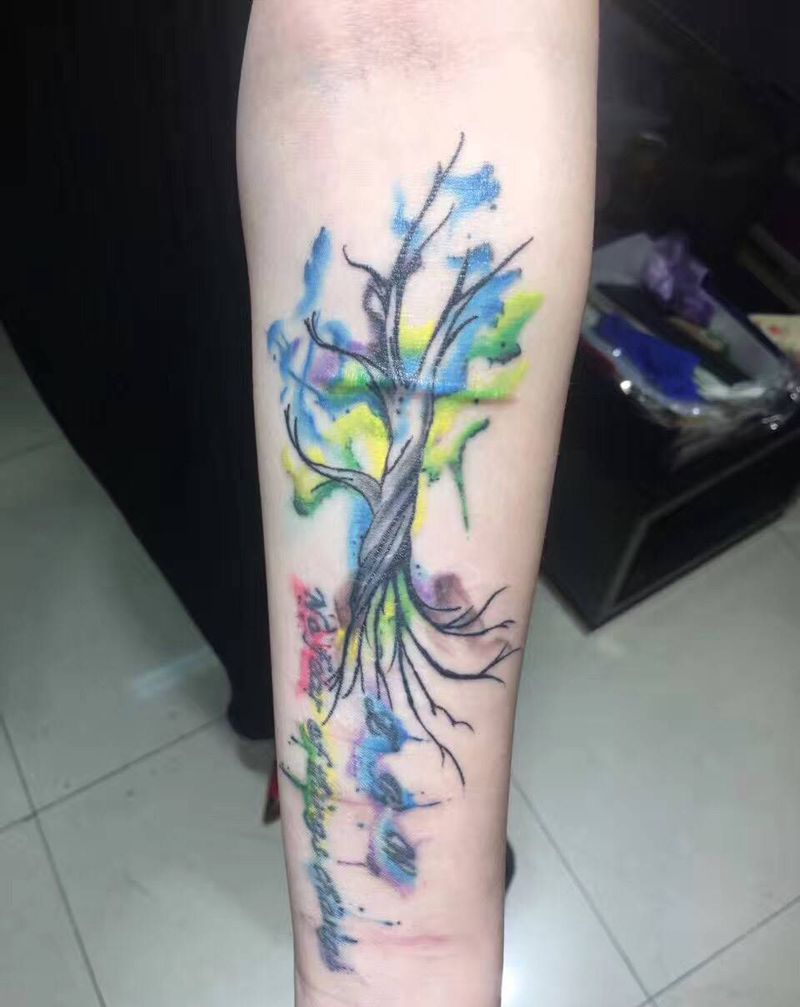 水彩恢复后纹身图片