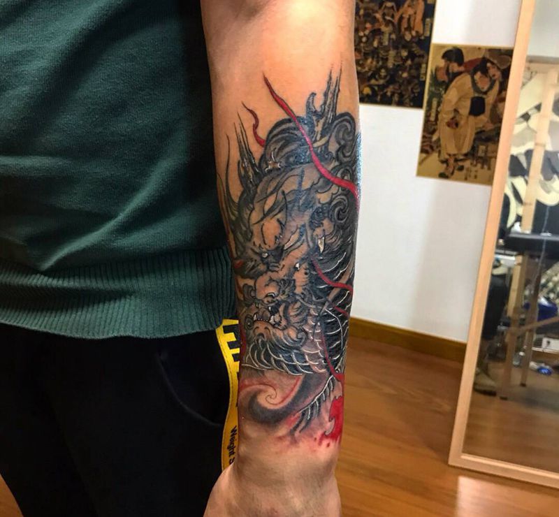 麒麟纹身图片_新传统纹身图案