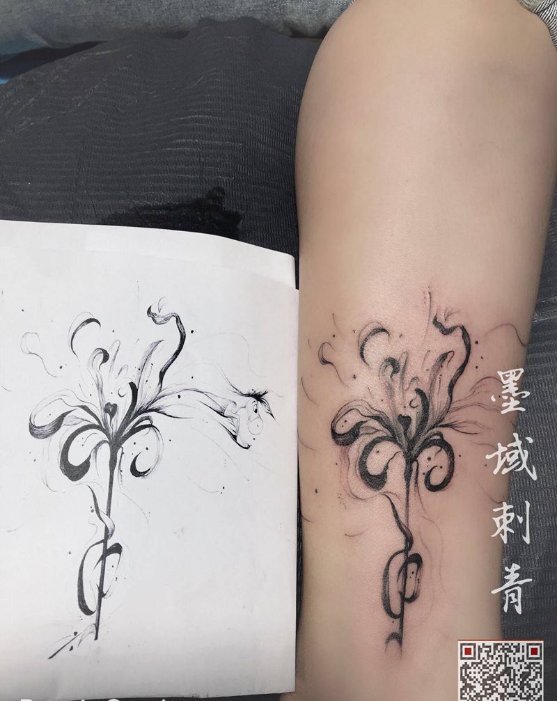 彼岸花纹身图片_肩部手臂纹身图案