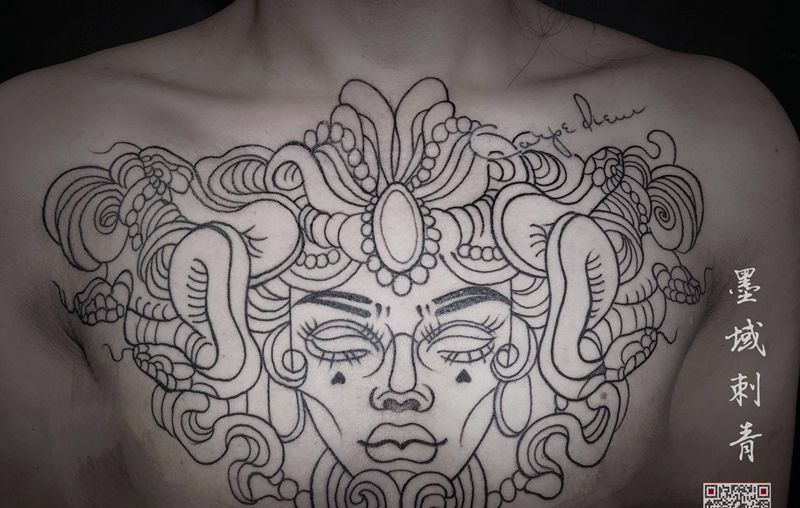 美杜莎纹身图片_New School纹身图案