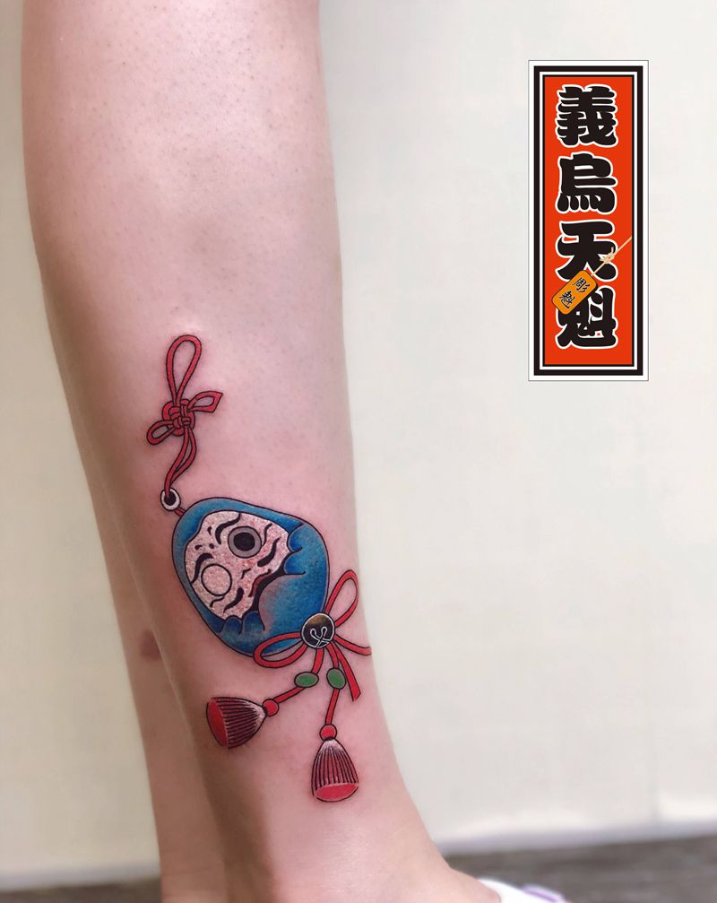 日式达摩蛋纹身图片_腿部脚部老传统纹身图案