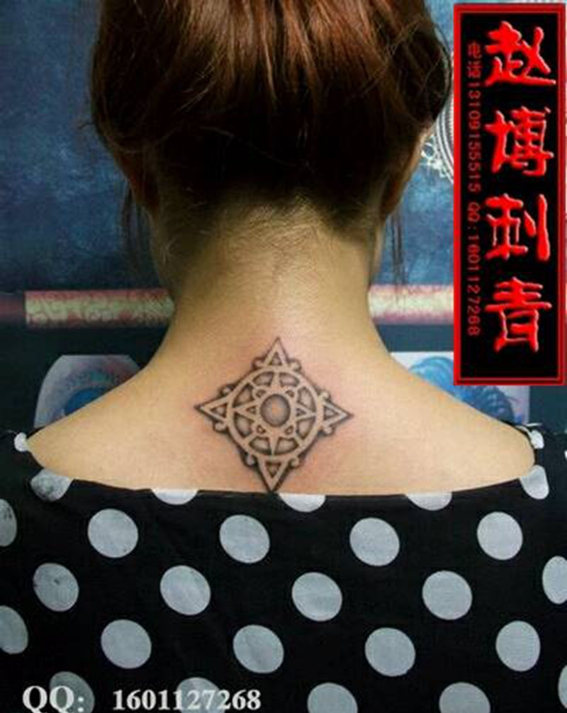 脖子3D纹身纹身图片