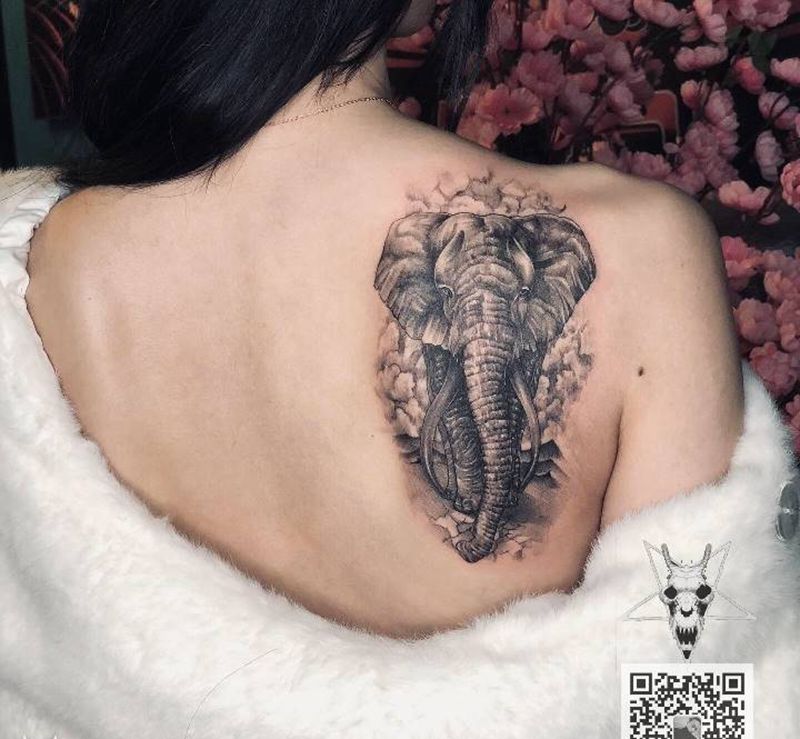 大象纹身图片_欧美写实纹身图案