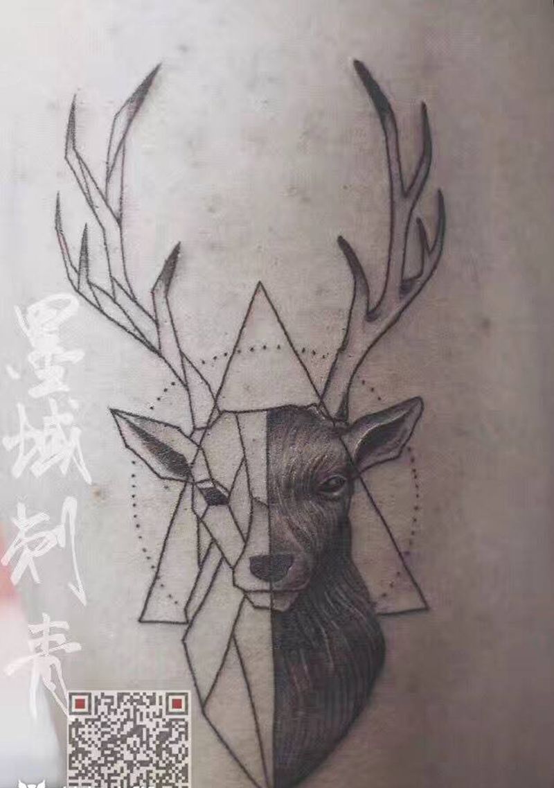 几何鹿纹身图片