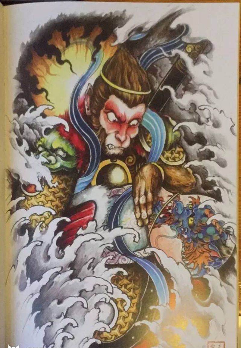 快来挨扎纹身图片_手稿肩部背部手臂腿部胸部手部鬼神传统肖像纹身图案