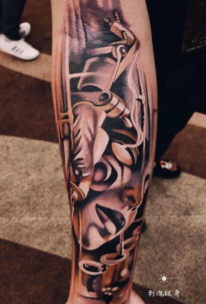 欧美写实人物纹身图片_成品手臂欧美人物鬼神原创纹身图案
