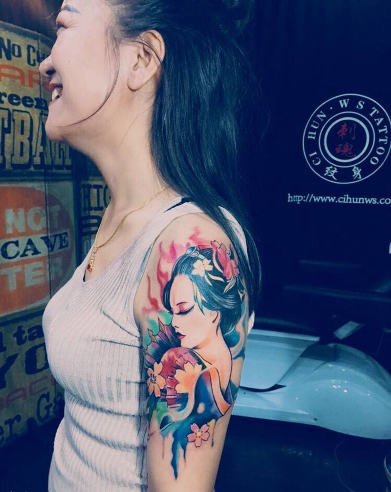 艺妓纹身图片