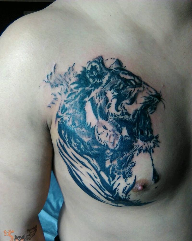 水墨老虎纹身图片