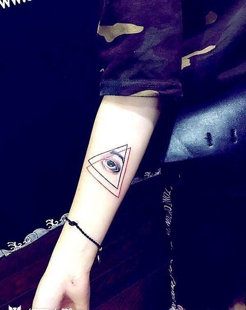 几何眼睛纹身纹身图片_成品手臂欧美几何纹身图案