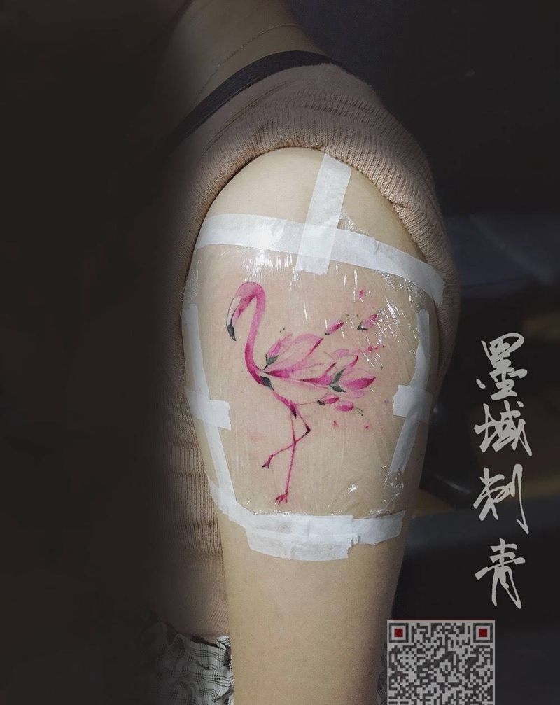 仙鹤纹身图片_成品插画颈部肩部手部腿部背部手臂胸部清新纹身图案