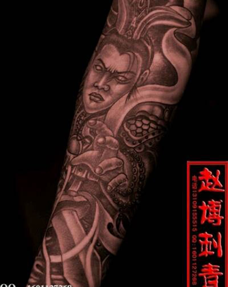 赵云包花臂纹身纹身图片