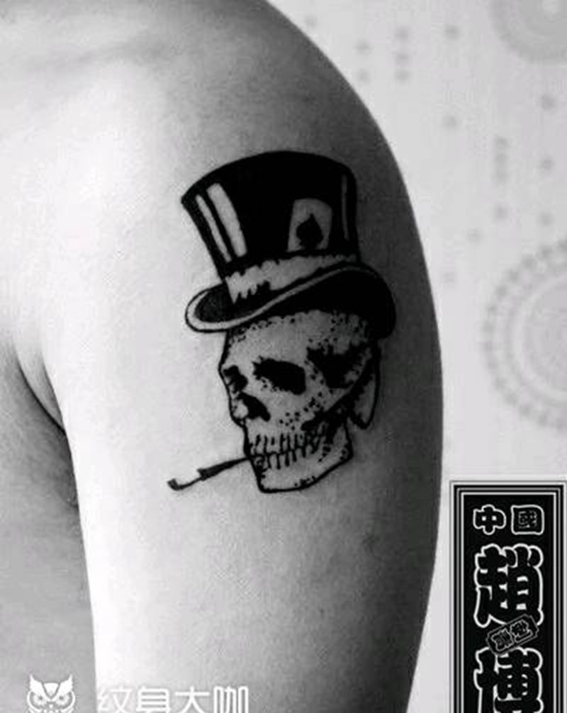 骷髅头纹身纹身图片_手臂欧美鬼神成品纹身图案