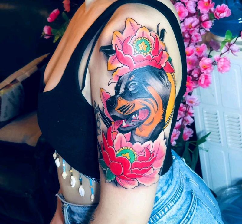 宠物白色肖像纹身图片_New School纹身图案