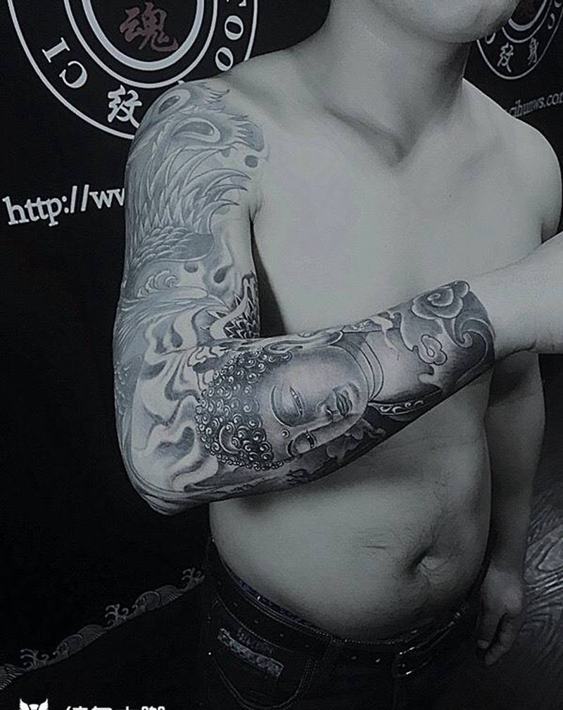 凤凰与佛纹身图片