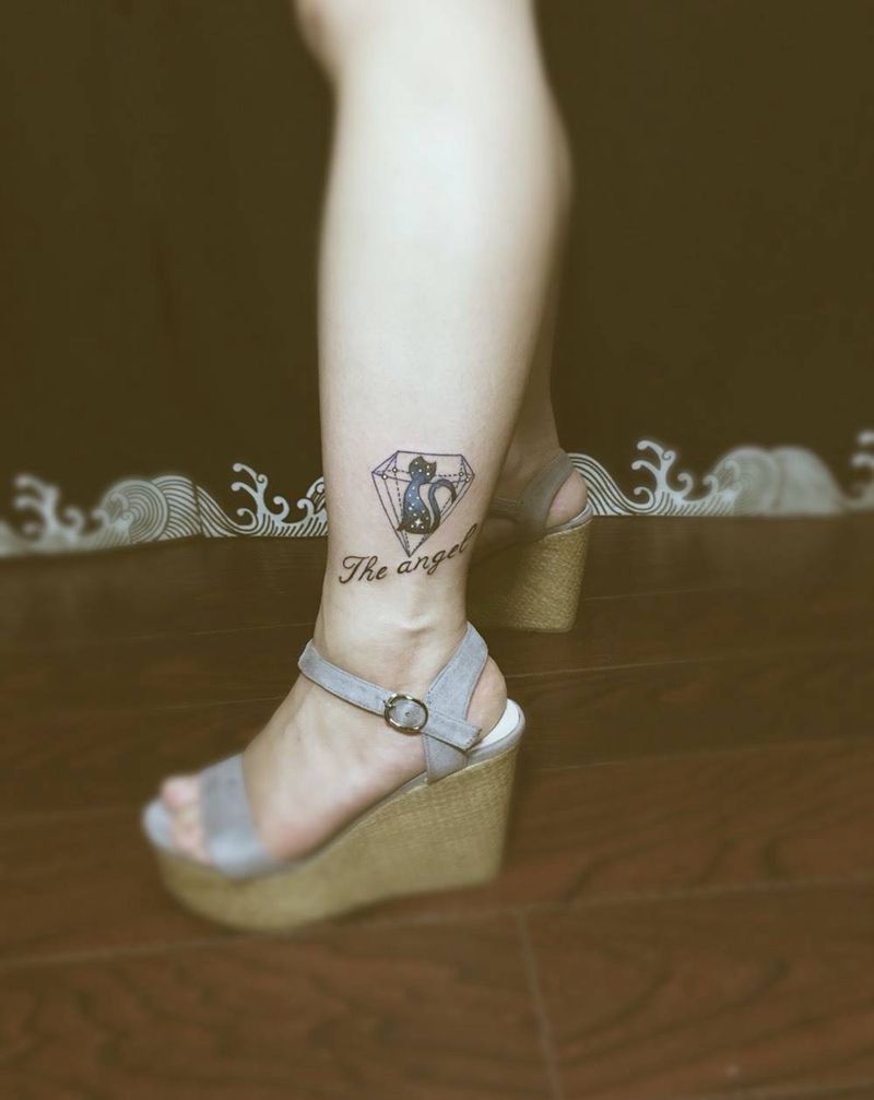 小清新纹身图片_成品脚部清新几何动物纹身图案