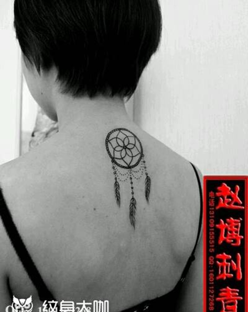 捕梦网纹身纹身图片_背部清新原创成品纹身图案