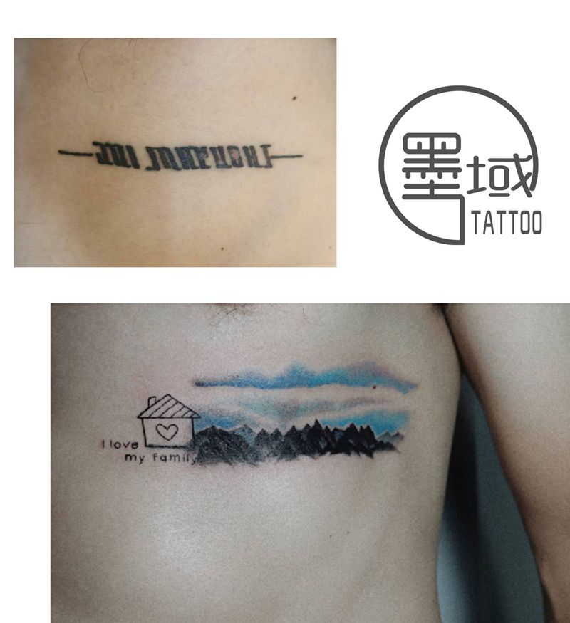 覆盖纹身图片_胸部纹身图案