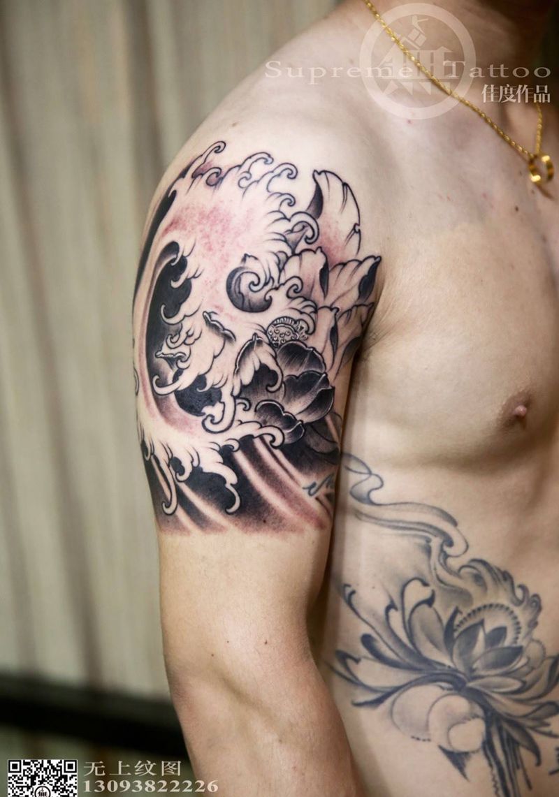 驻店师作品纹身图片_成品手臂脚部清新传统几何纹身图案